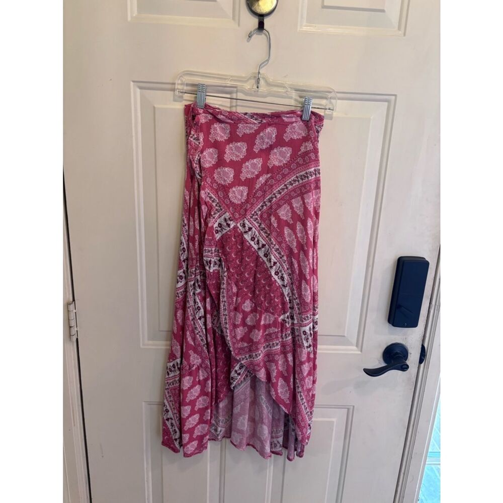 Anthropologie Show Me Your MuMu Pink Paisley High-Low Wrap Tie Skirt - Picture 3 of 7